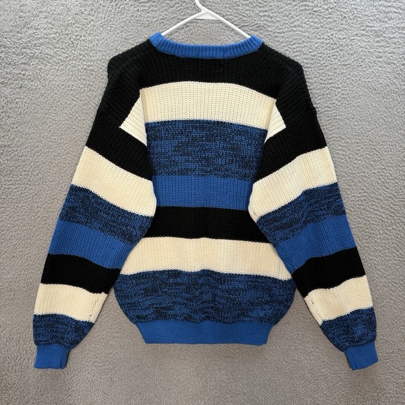 Vintage Sweater Graphix Sweater Adult Medium Multicolor Striped Knit Grandpa 90s - Picture 2 of 9